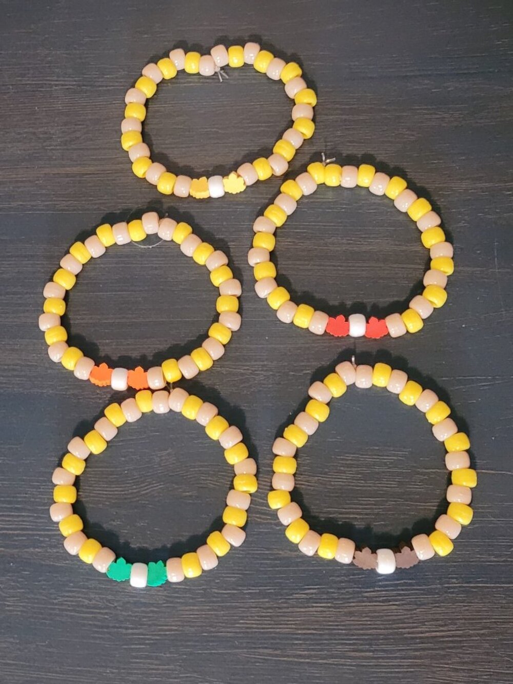 Fall / Thanksgiving Maple Leaf Bead Bracelet